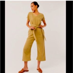 Pact linen gauze jumpsuit